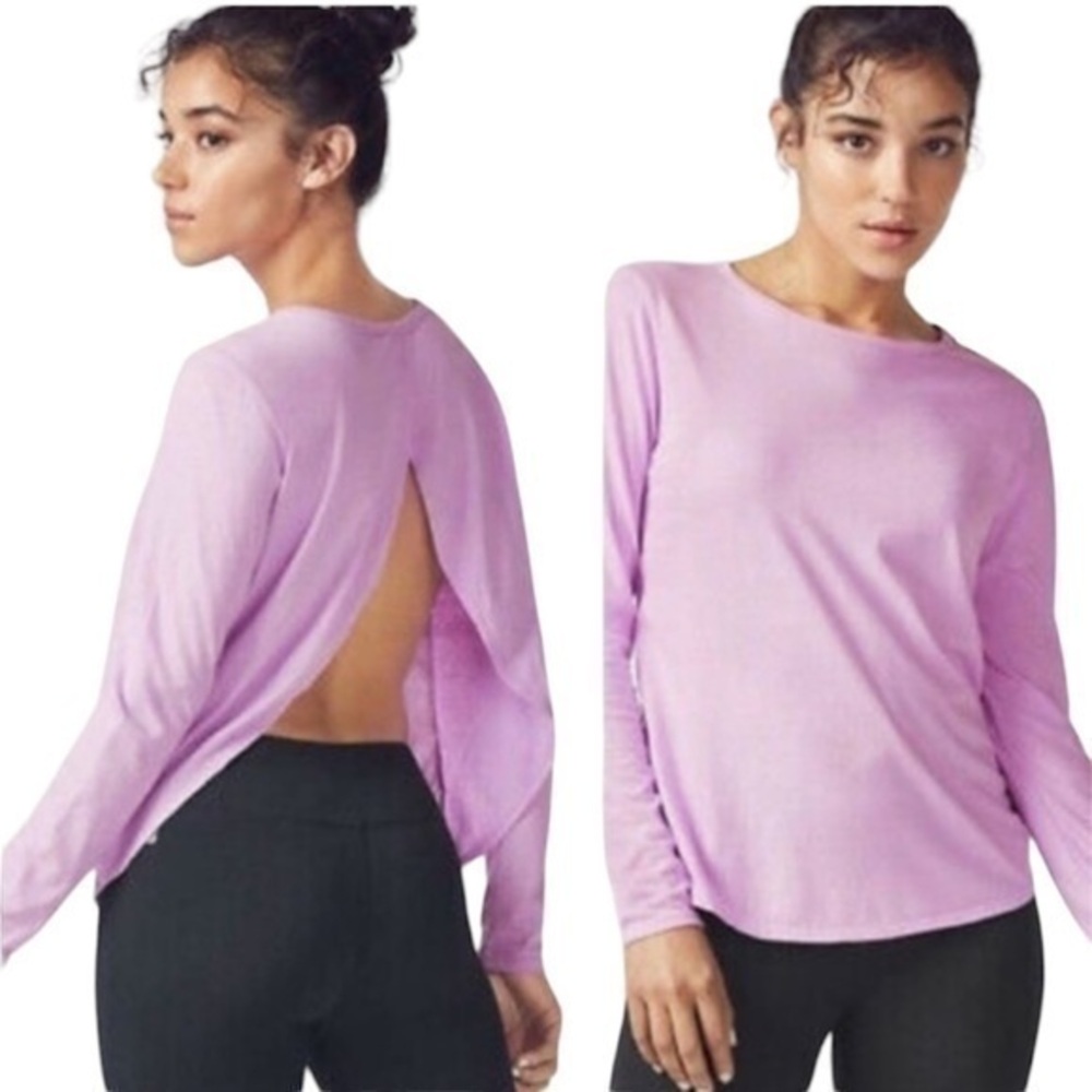 FABLETICS || Millie Open Back Long Sleeve Tee Shirt Lavender Purple- NWOT